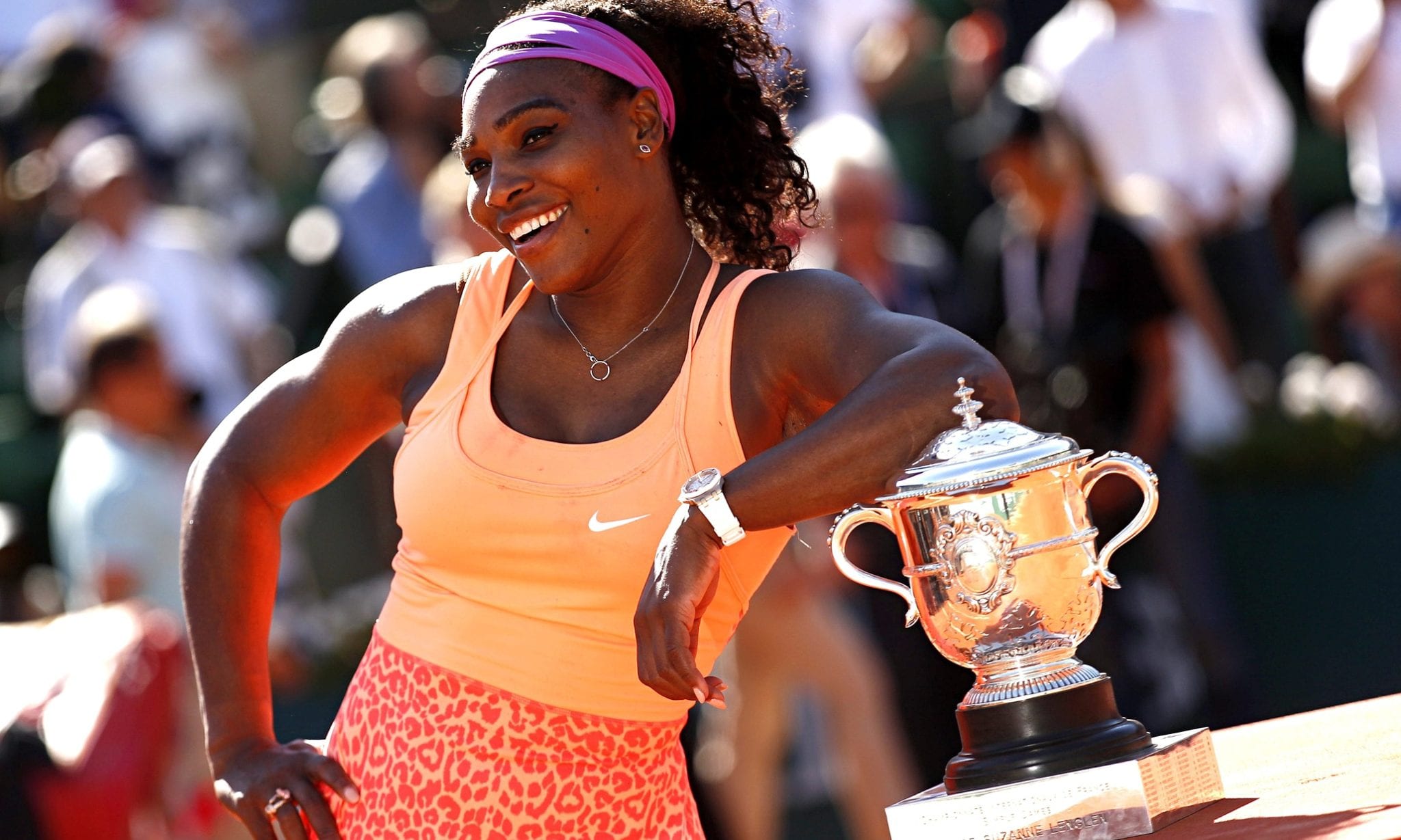 Serena Williams enjoying her victory at 2015 French Open in June