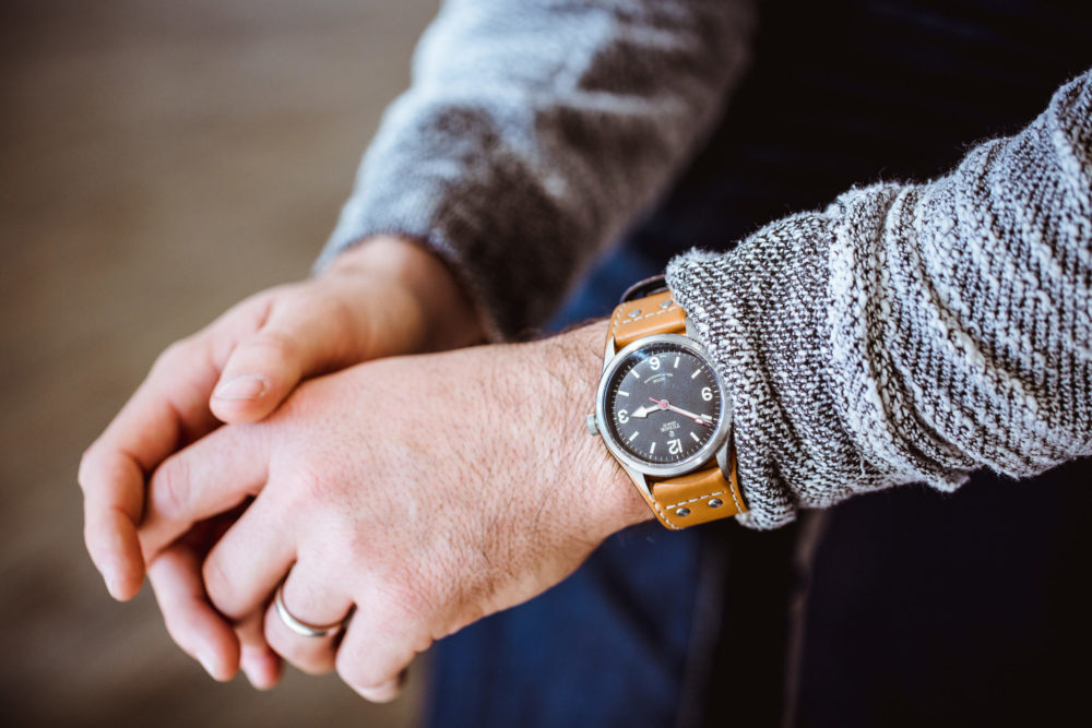 An image of a Tudor Heritage on a man's wrist 