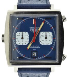 An image of a vintage Heuer Steve McQueen Monaco 