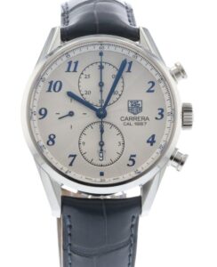 Bonus Season: An image of a Tag Heuer Carrera with a white dial and blue hands