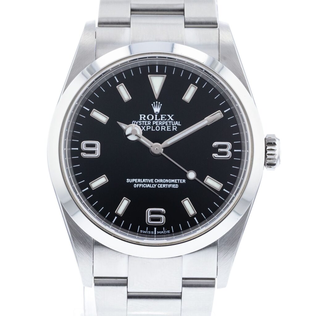 A black dial rolex explorer 