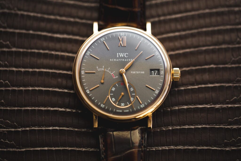 IWC Portofino with gray dial and gold case