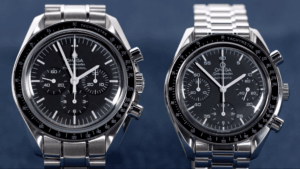Speedmaster Professional next to Speedmaster Reduced Speedmaster Professional next to Speedmaster Reduced